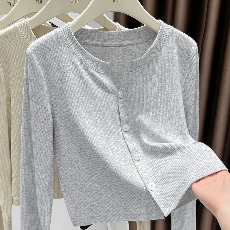 灰色针织开衫薄款小外搭配吊带连衣裙外套女春秋新款时尚披肩上衣