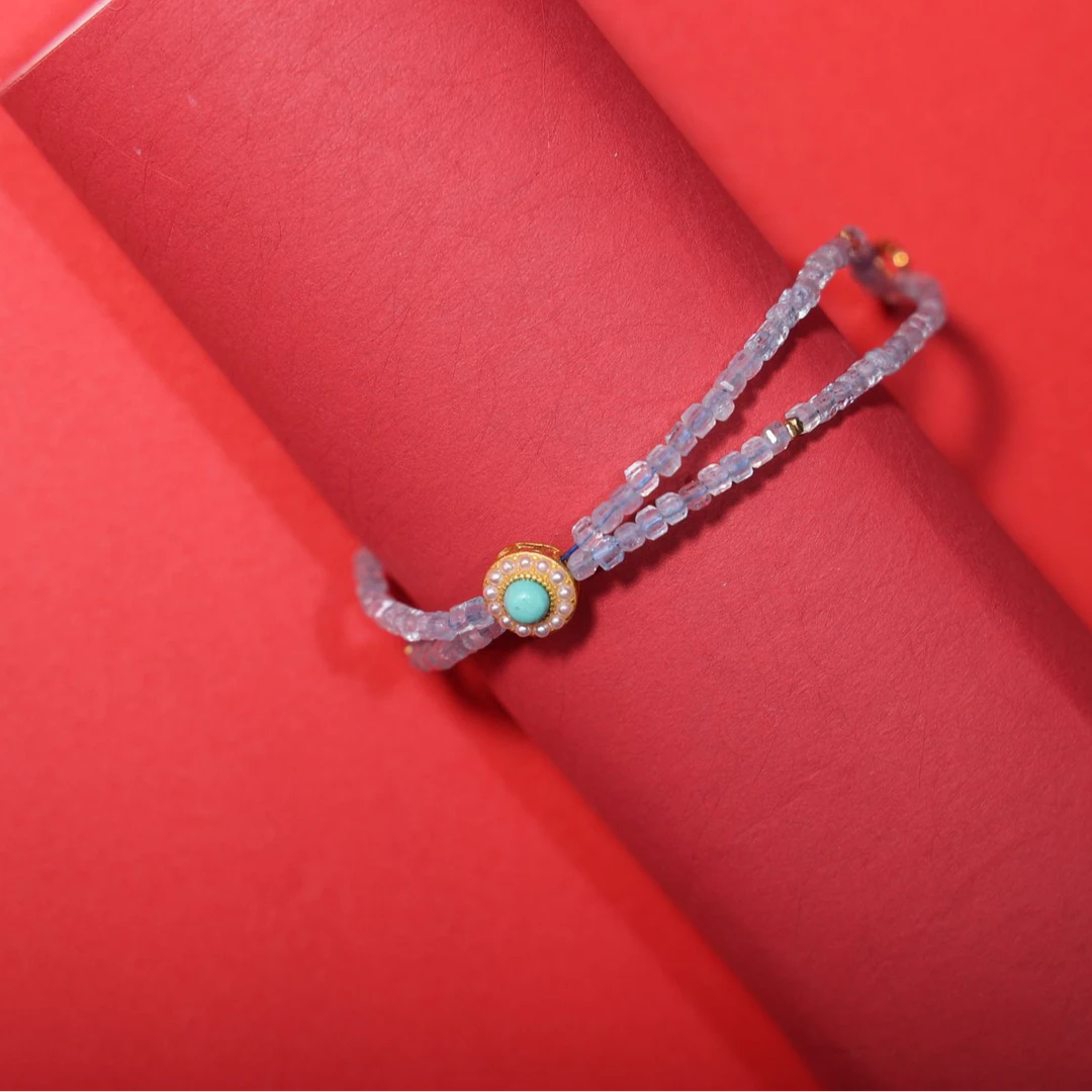 苏工国风海蓝宝绿松石项链