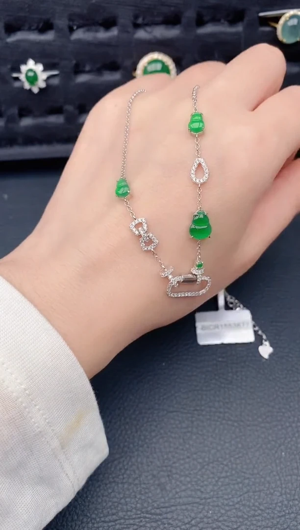 颈饰银S925镶嵌翡翠天然a货翡翠349