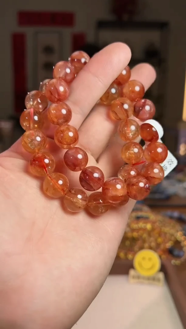 【闪购商品】水晶手串未镶嵌13.5+mm红胶花手串（多样性发其一）