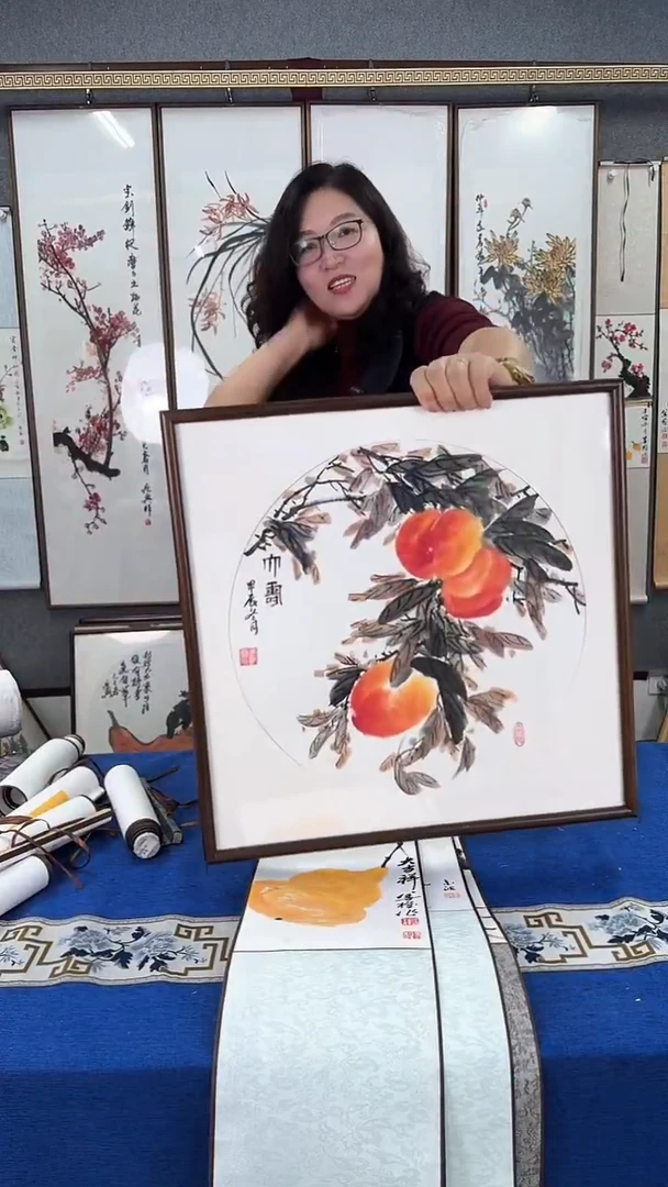 国画精品国画 53*53 实木画框