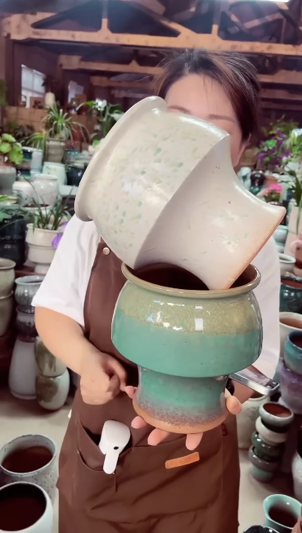 紫砂花盆高20 口17