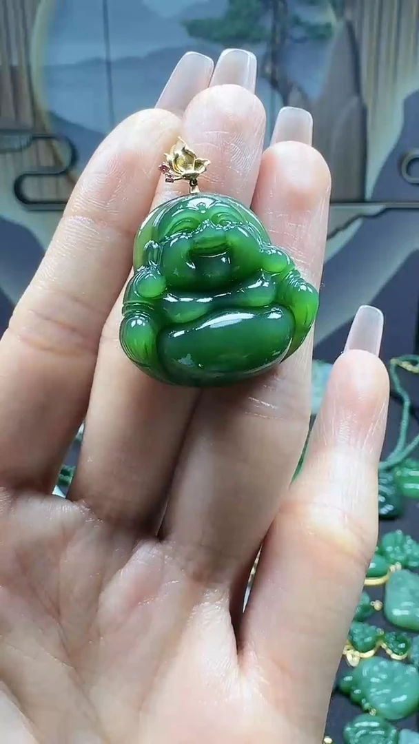 【闪购商品】和田玉挂件18K金镶嵌1
