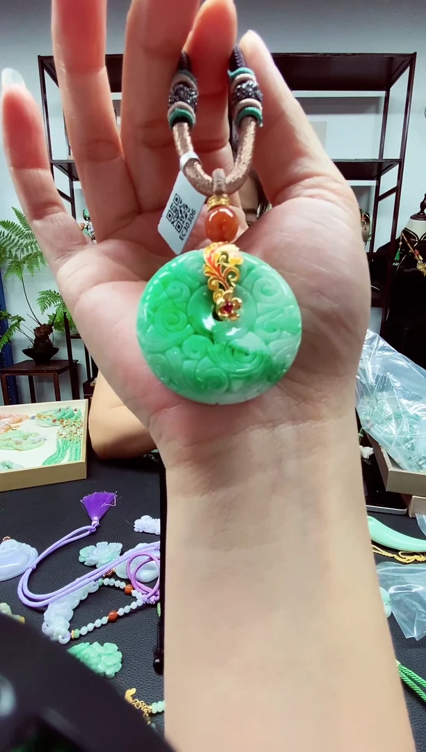 翡翠未镶嵌套链翡翠平安扣吊坠