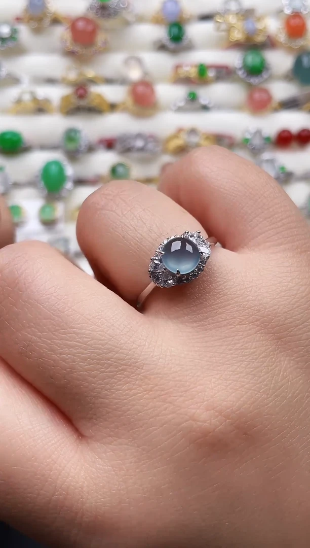 银S925镶嵌戒指翡翠115