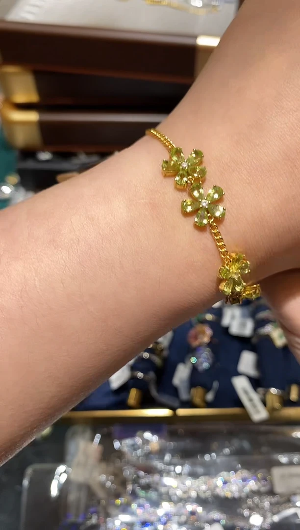 银S925镶嵌手链橄榄石楚楚珠宝中古甄选不退换