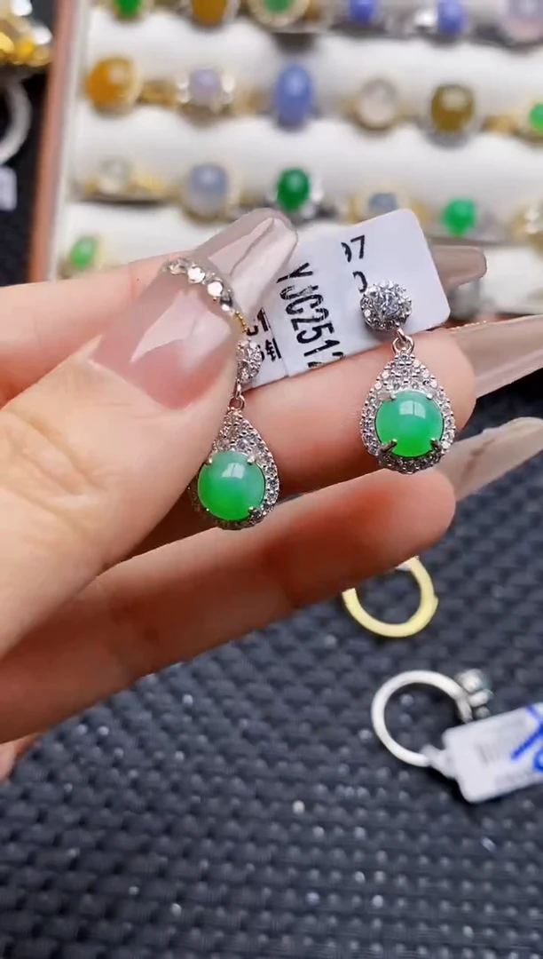 银S925镶嵌戒指翡翠7640