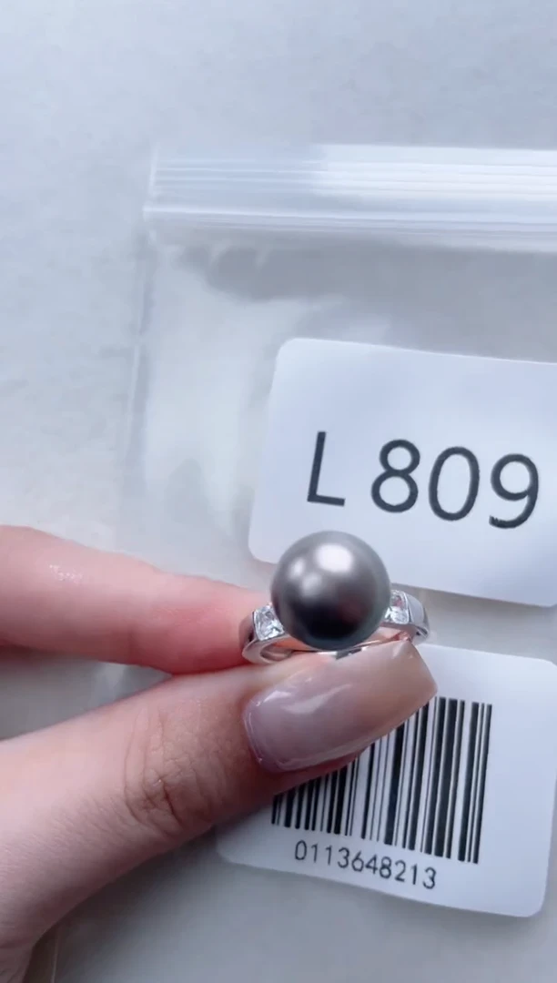 银S925镶嵌海水珍珠戒指L809