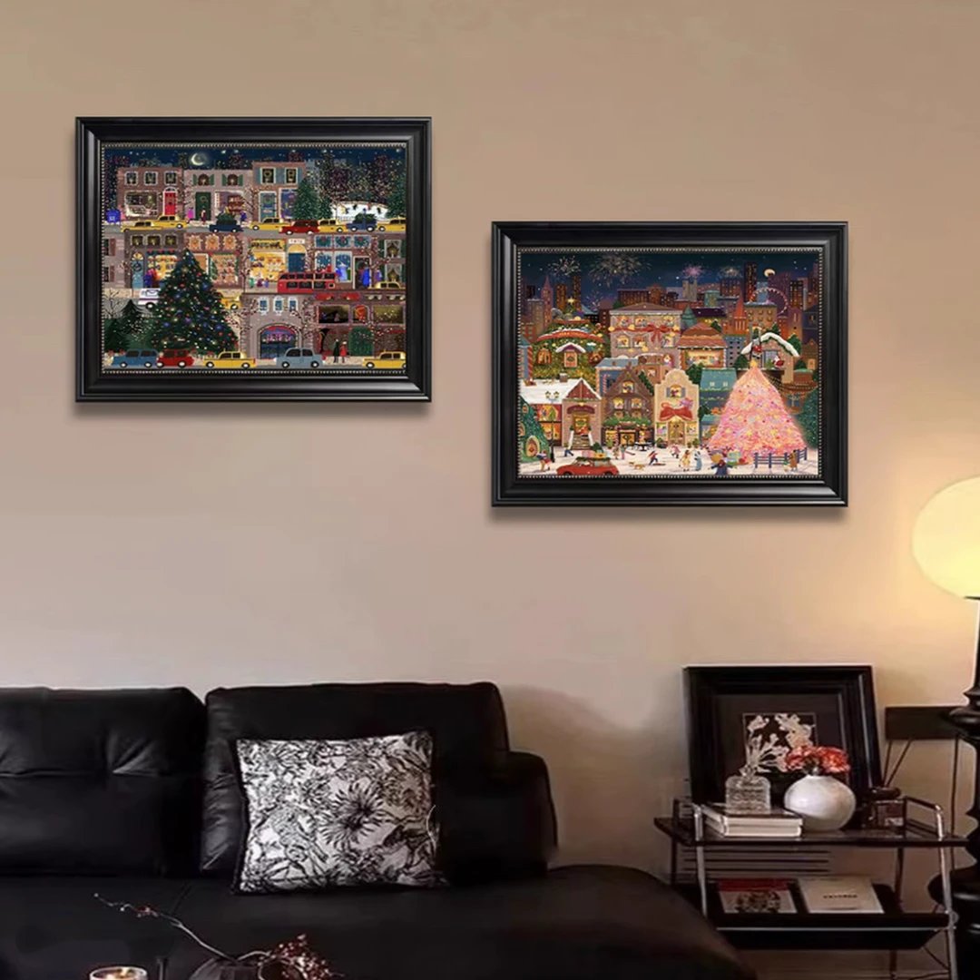 现代美式轻奢冬灯餐厅卧室装饰画挂画3040