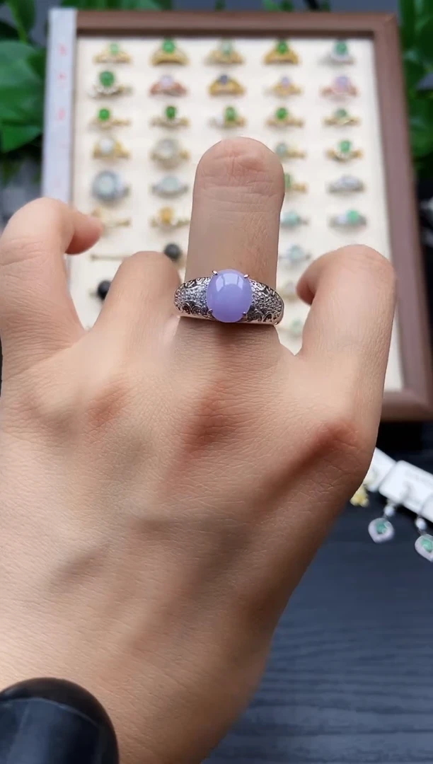 银S925镶嵌戒指翡翠12