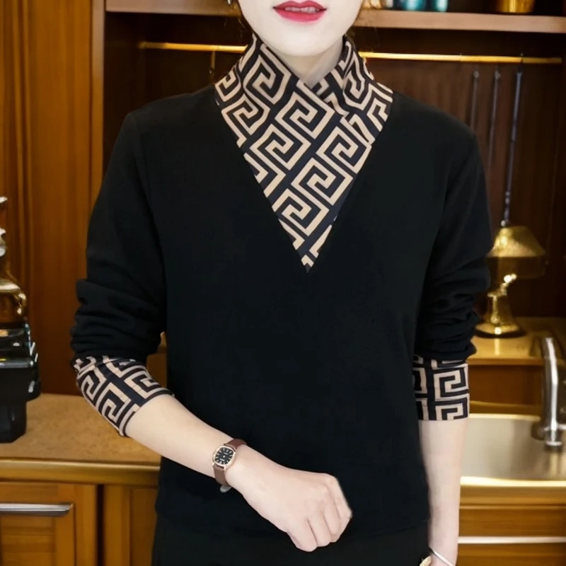 半高领双面绒打底衫秋冬新款中年妈妈装洋气时尚德绒长袖保暖内搭