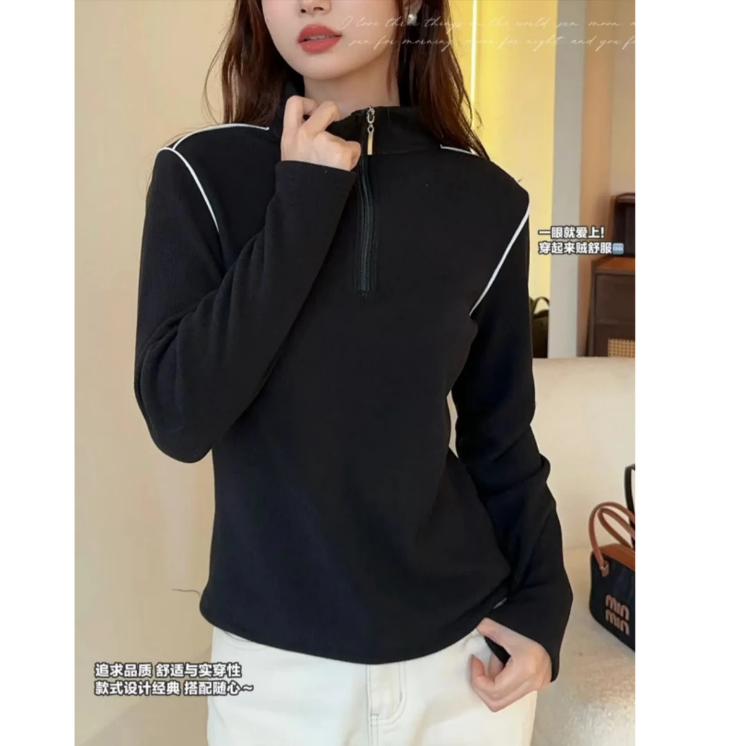 【清货】立领半拉链长袖上衣百搭显瘦运动休闲女春季卫衣TX129