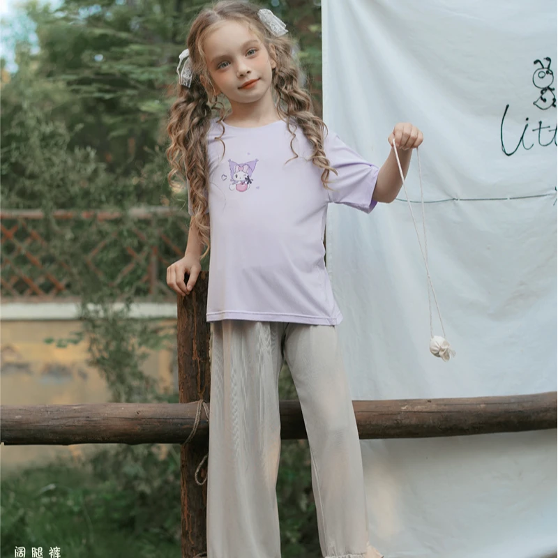 益友小蚂蚁品牌夏季女童薄款兰精莫代尔宽松阔腿长裤亲子款