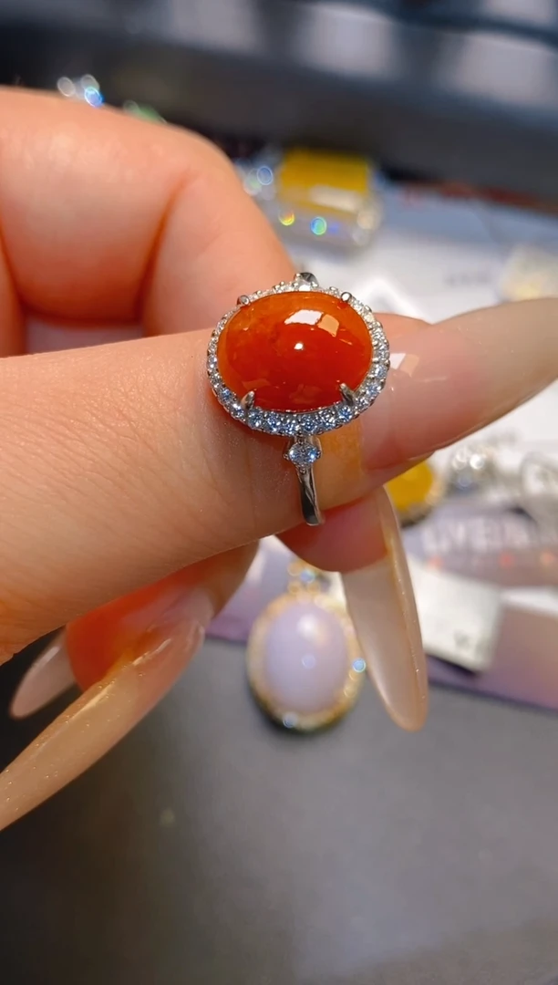 翡翠银S925镶嵌耳饰天然