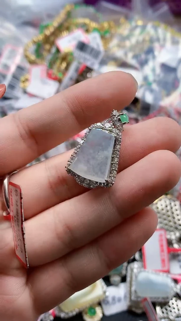 银S925镶嵌戒指翡翠天然A货缅甸翡翠