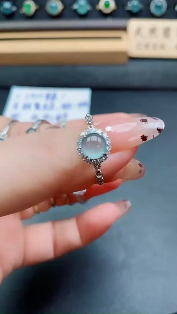 银S925镶嵌戒指翡翠1