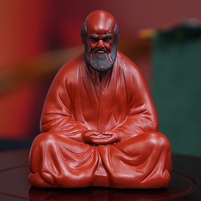 宜砂摆件   红  达摩摆件-