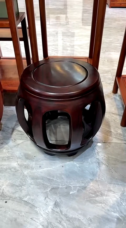 黑酸枝木类家具小款黑酸枝鼓凳