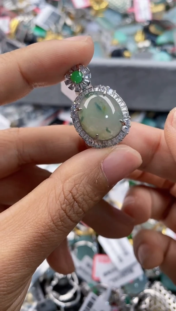 银S925镶嵌戒指翡翠333      7