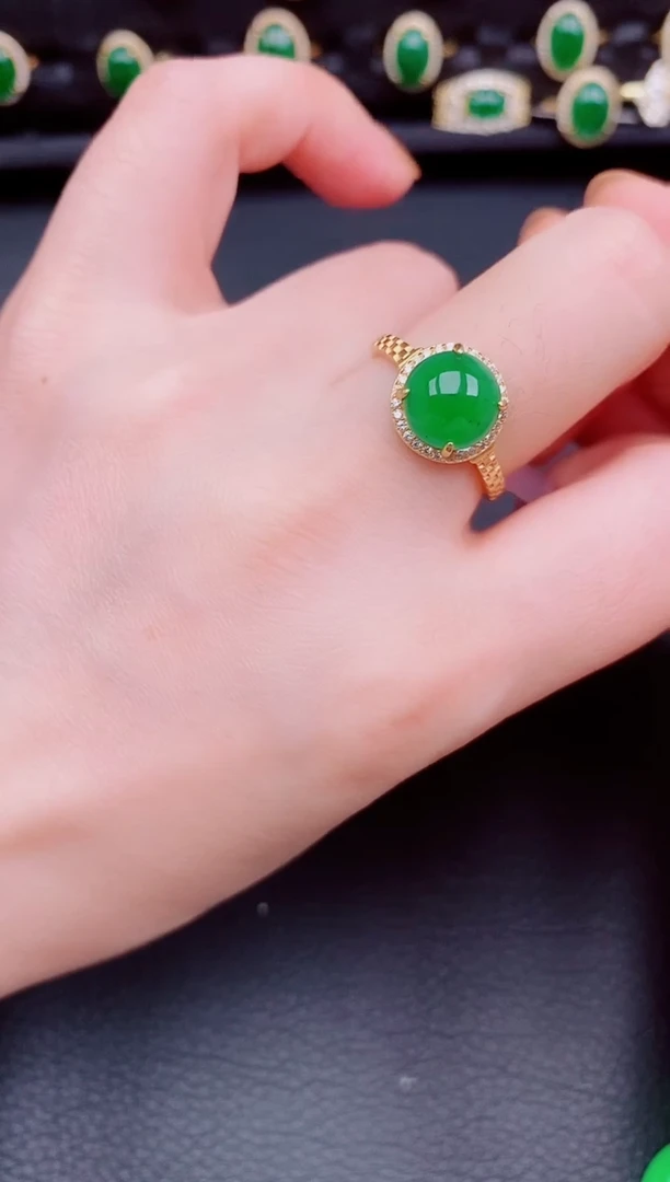 【闪购商品】翡翠戒指银S925镶嵌天然a货翡翠111