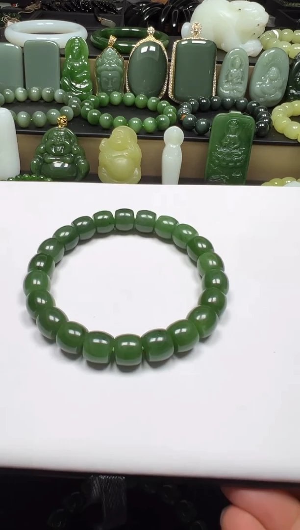颈饰未镶嵌和田玉（碧玉）【老马】和田玉碧玉约10mm手串