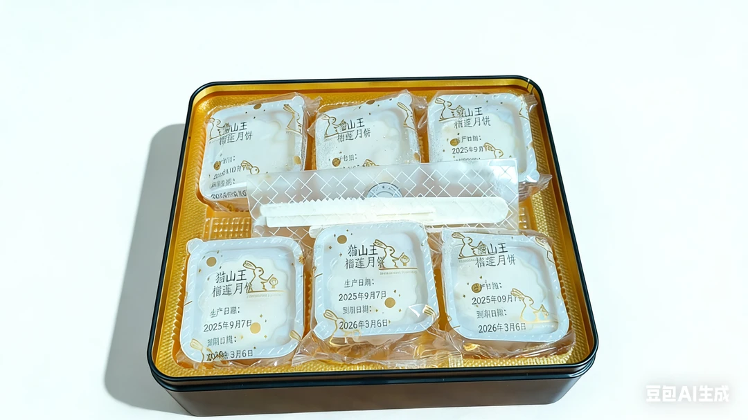 猫山王榴莲冰皮月饼礼盒中秋团圆送礼佳品3.6到期*2