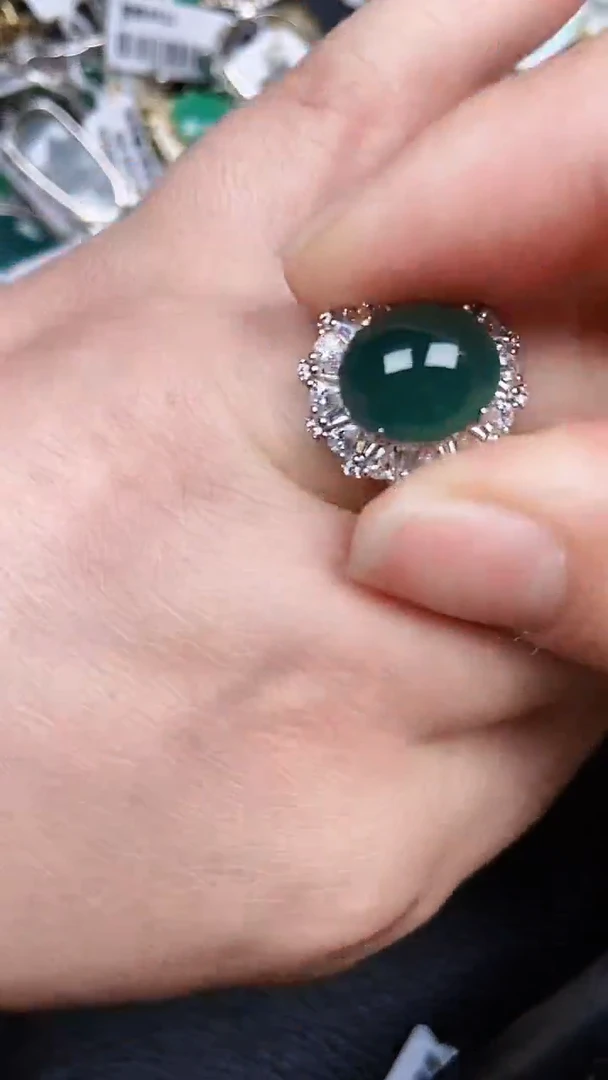 颈饰银S925镶嵌翡翠460