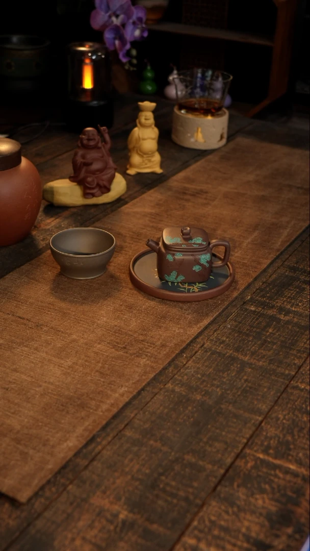 鲲**里定闪朱泥南瓜壶QH