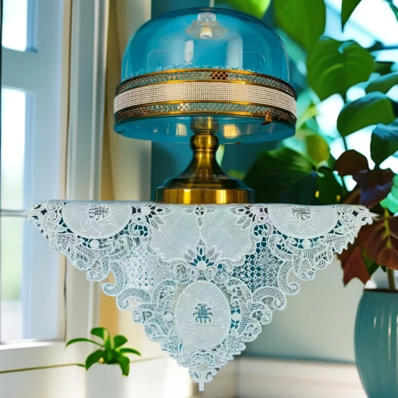 2507亚麻刺绣酒柜小方巾美式简约风格家用欧式长方形