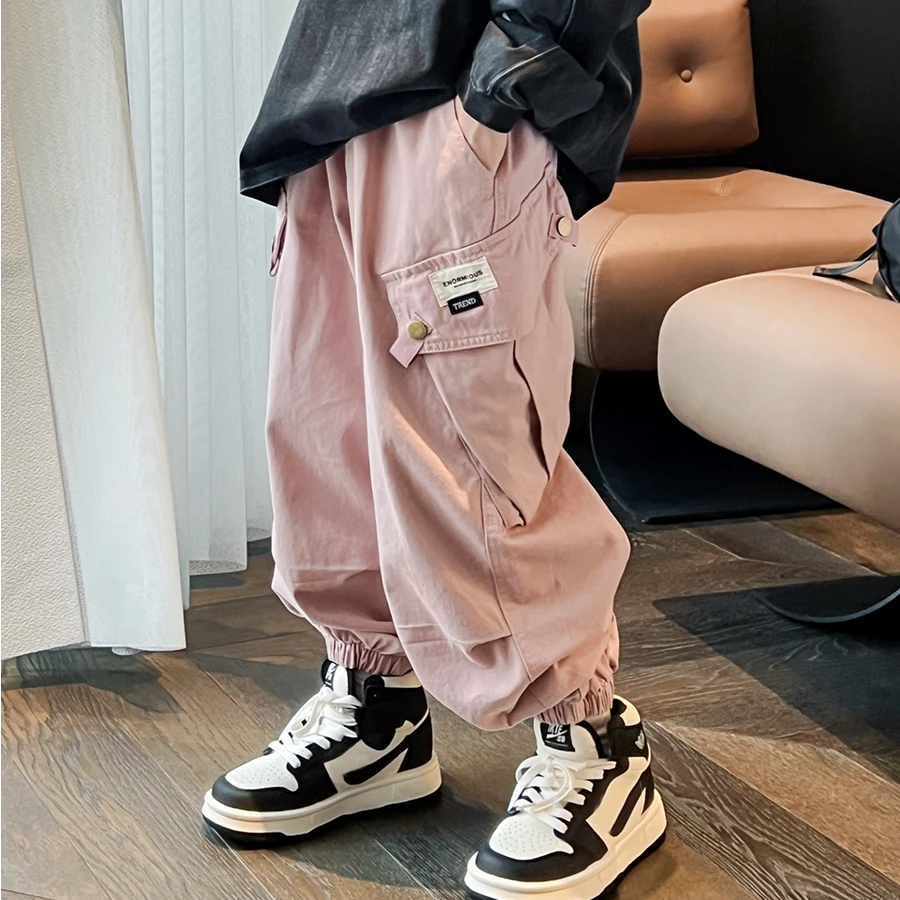 中大童裤子儿童工装裤2024宽松洋气时尚男女童工装裤休闲裤潮酷