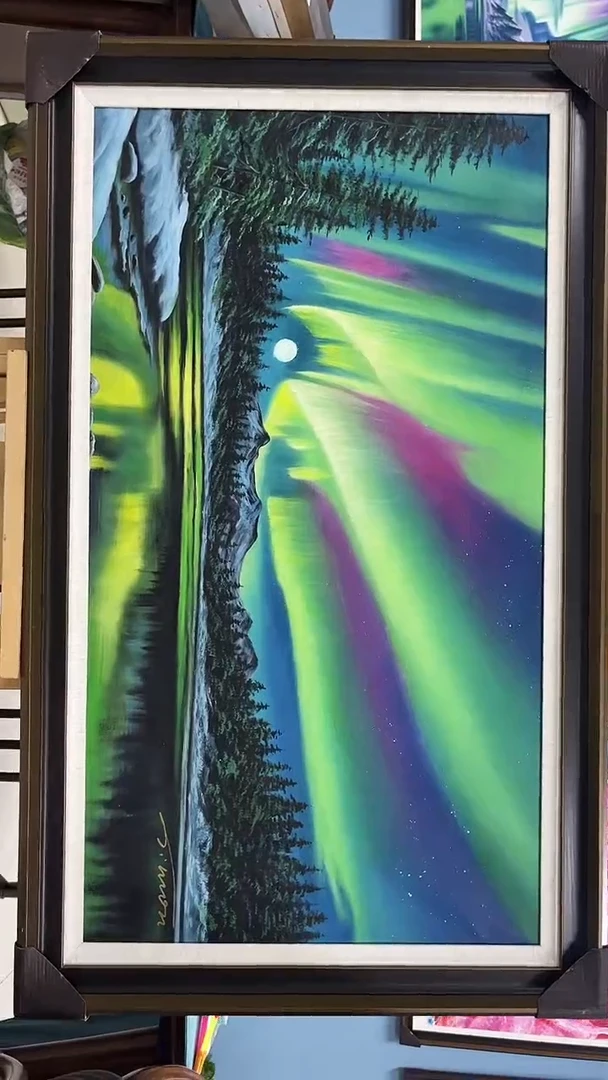 油画陶宗健-55x100-极光-带框