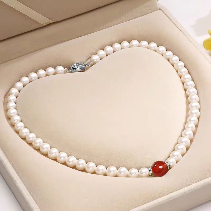 简约气质复古百搭红色独珠妈妈锁骨链B38