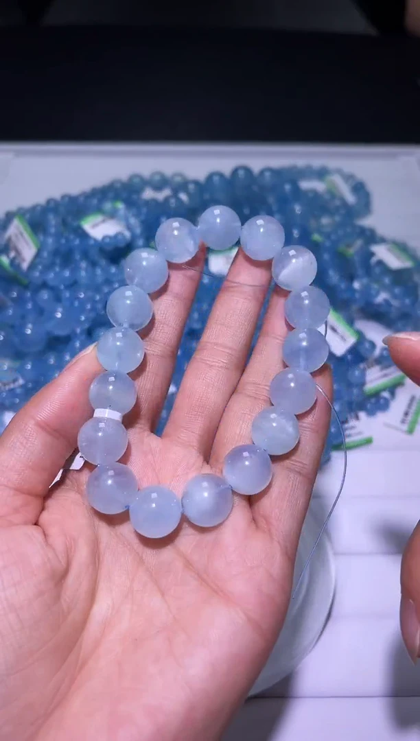 1海蓝宝石（处理）J009-12mm海蓝宝单圈-多样性发其一