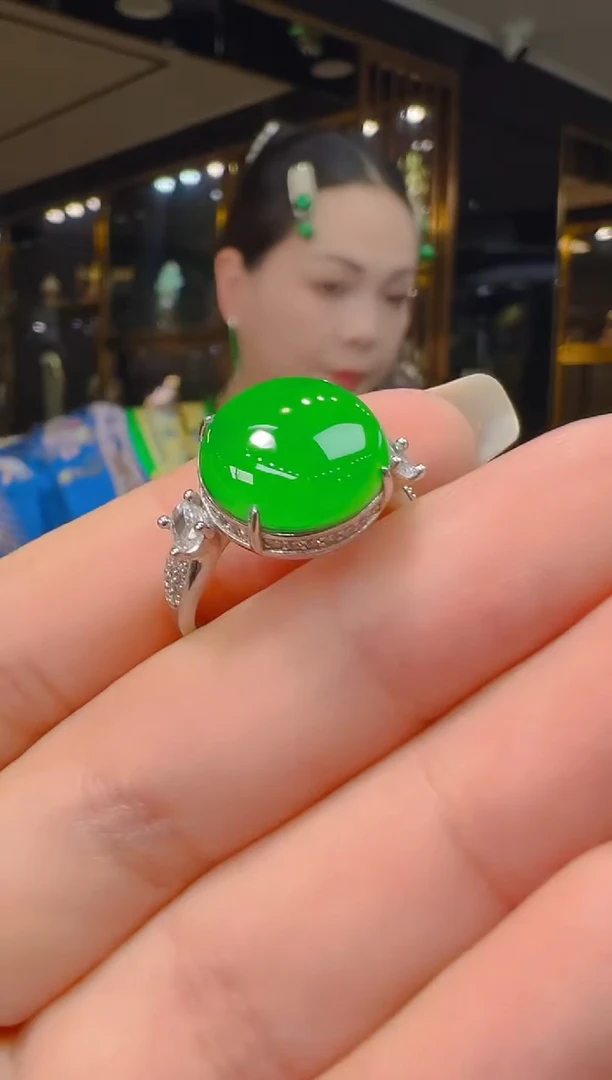 银S925镶嵌戒指翡翠007（多样性发其一）