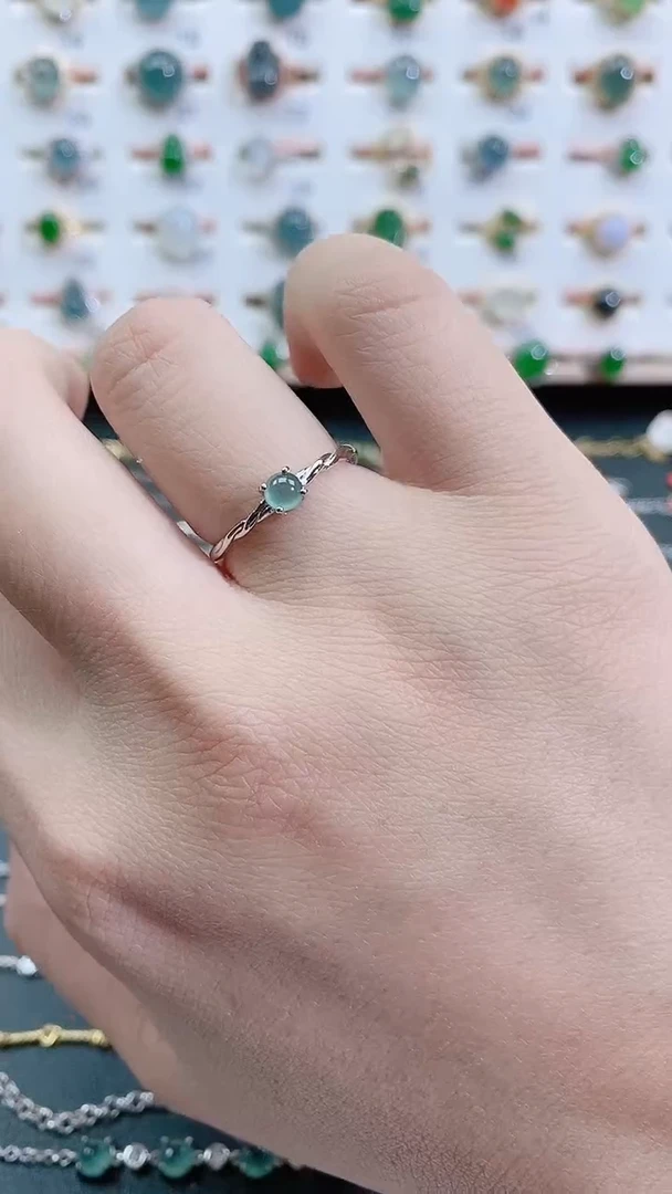 银S925镶嵌戒指翡翠天然翡翠