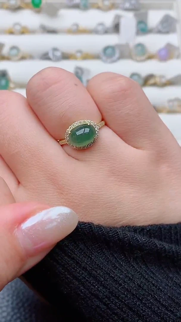 银S925镶嵌戒指翡翠正品翡翠