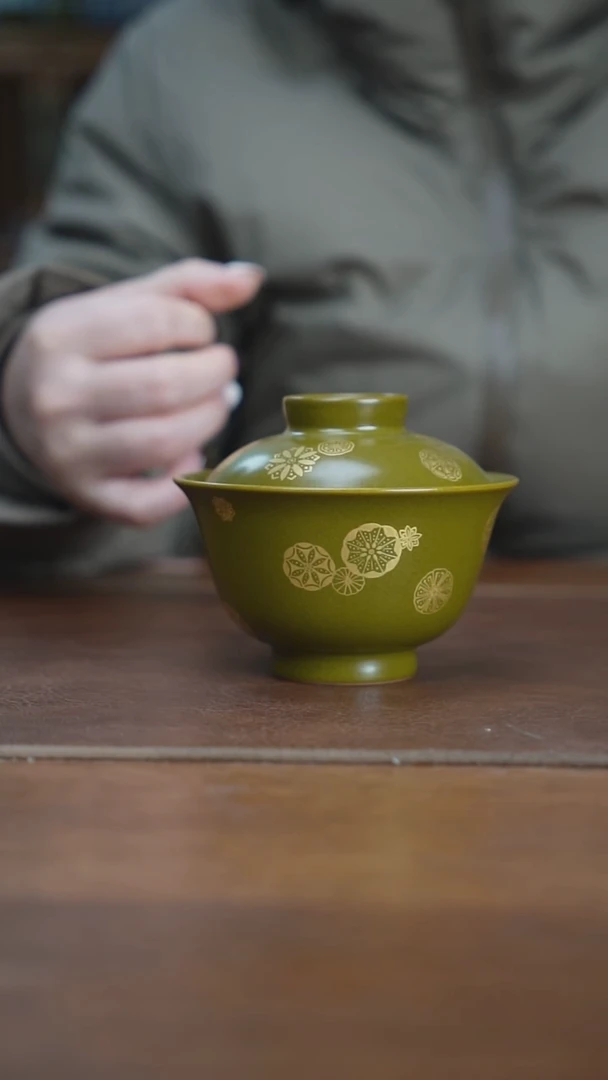 【闪购商品】杯景德镇茶叶末皮球花盖碗