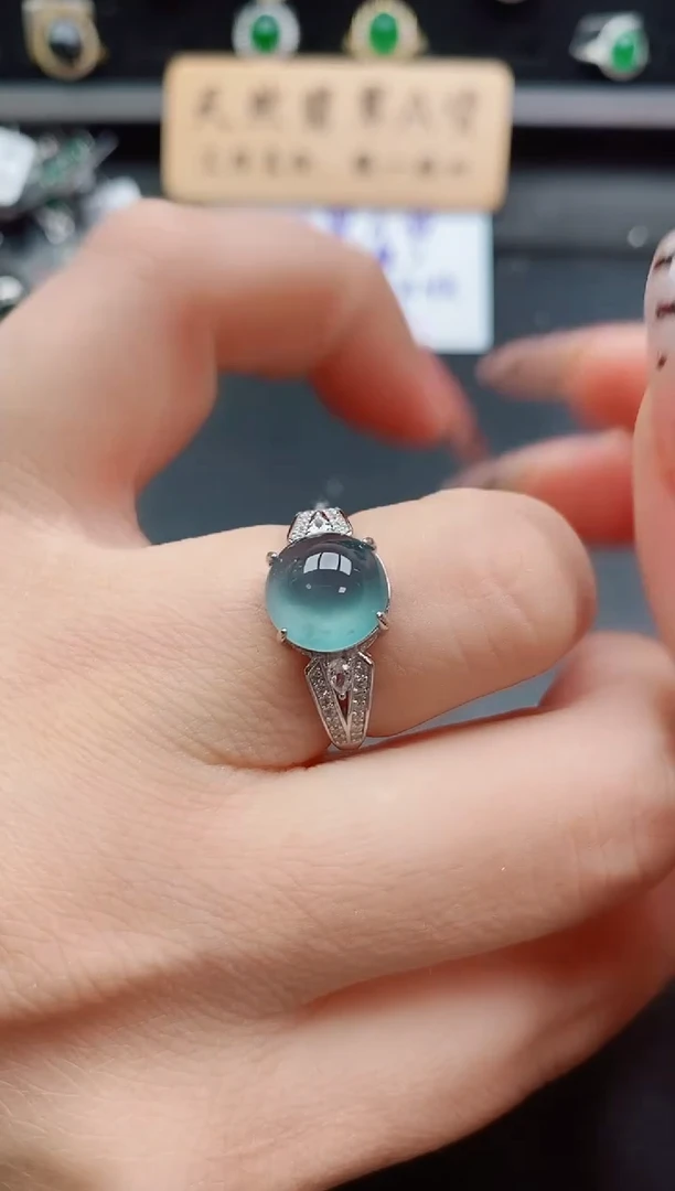 银S925镶嵌戒指翡翠1