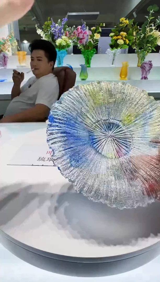 琉璃手工艺品z***梅古法琉璃果盘摆件