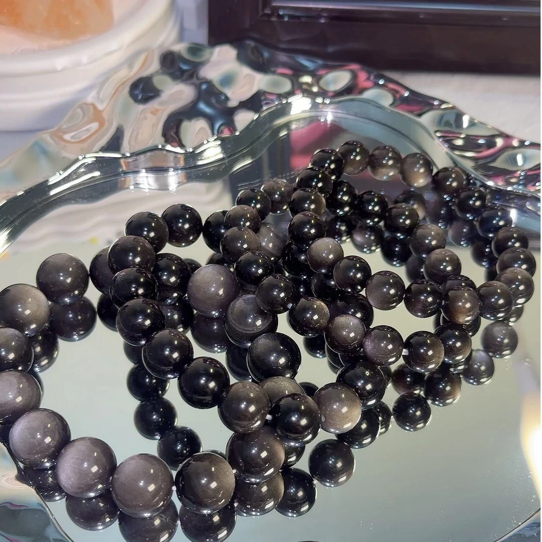 【Yowen】天然银耀石强光双眼 灵动避挡时尚百搭简约单圈手串