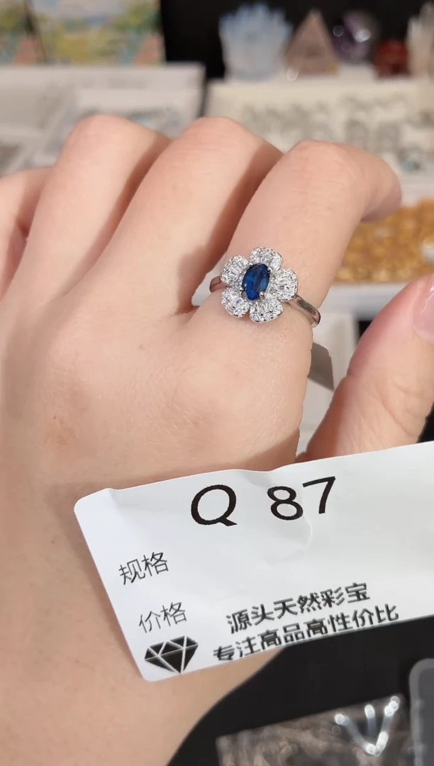 戒指蓝宝石银S925镶嵌多样性发一Q87