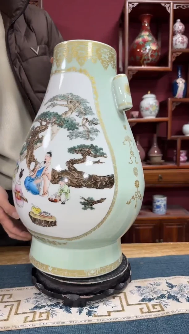 陶瓷陶瓷双耳瓶摆件