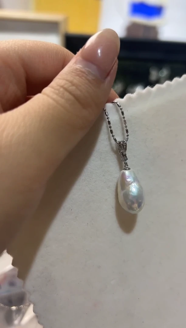 银S925镶嵌吊坠淡水珍珠26不含链