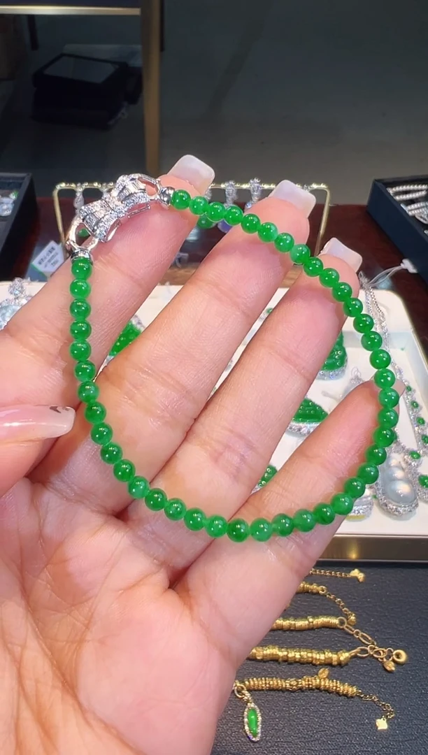 18K金镶嵌手链翡翠翡翠