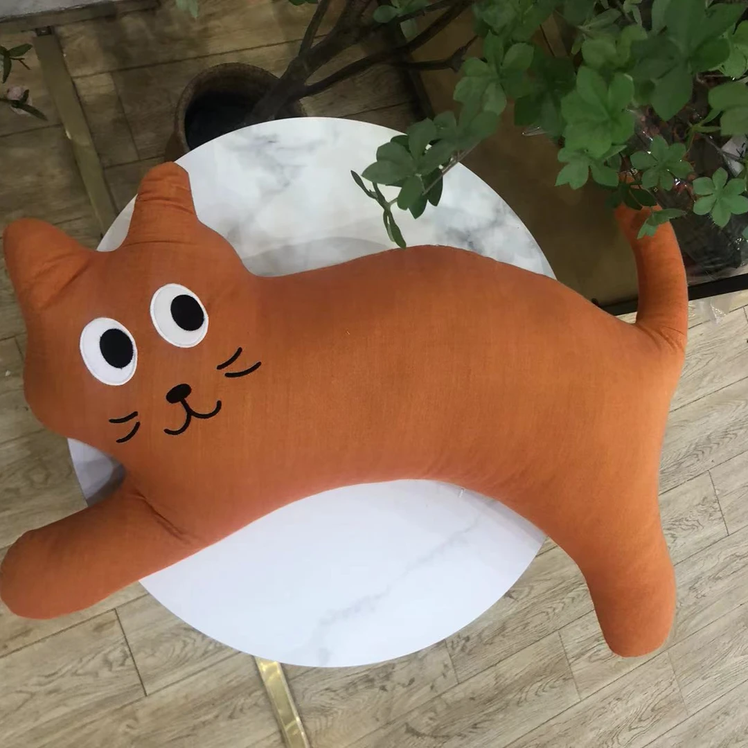 玛万生活双层纱玩偶抱枕多巴胺猫咪-桶色（尺寸40*75cm）