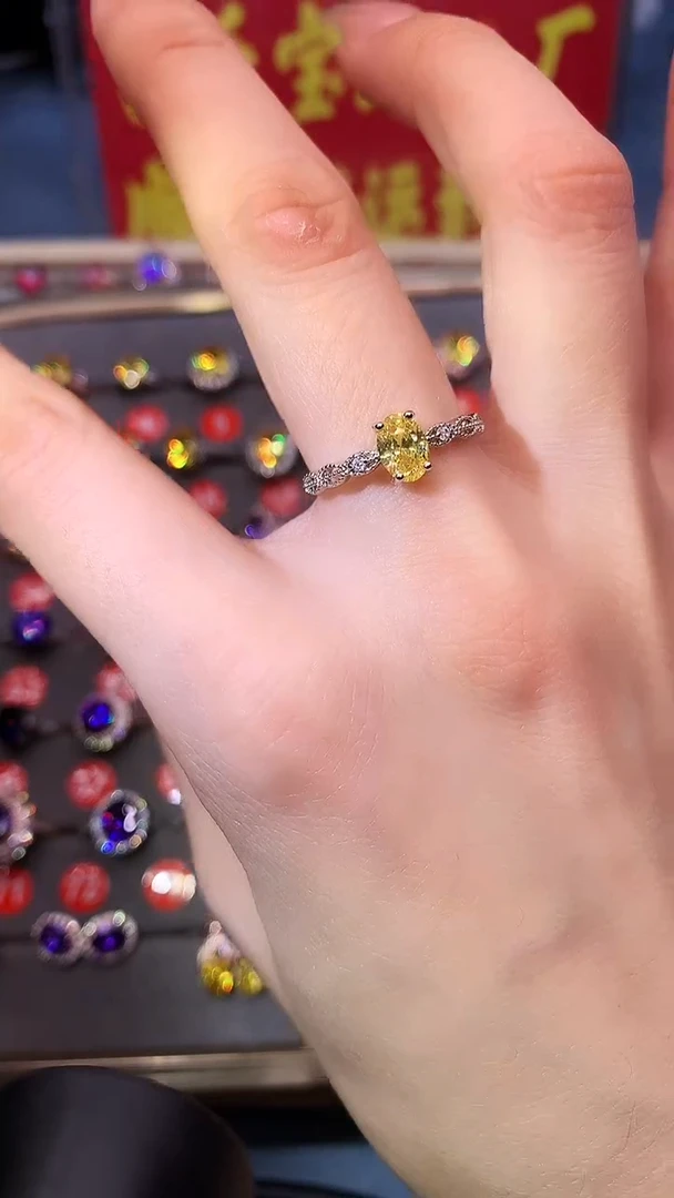 【闪购商品】黄晶戒指银S925镶嵌1111