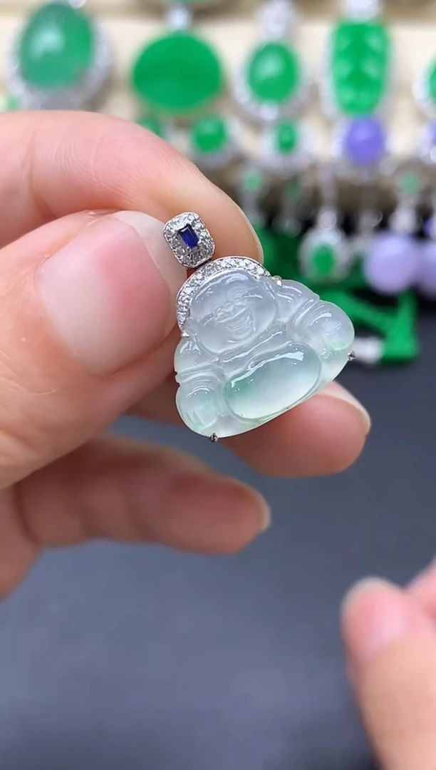 颈饰18K金镶嵌翡翠201-中国好珍宝