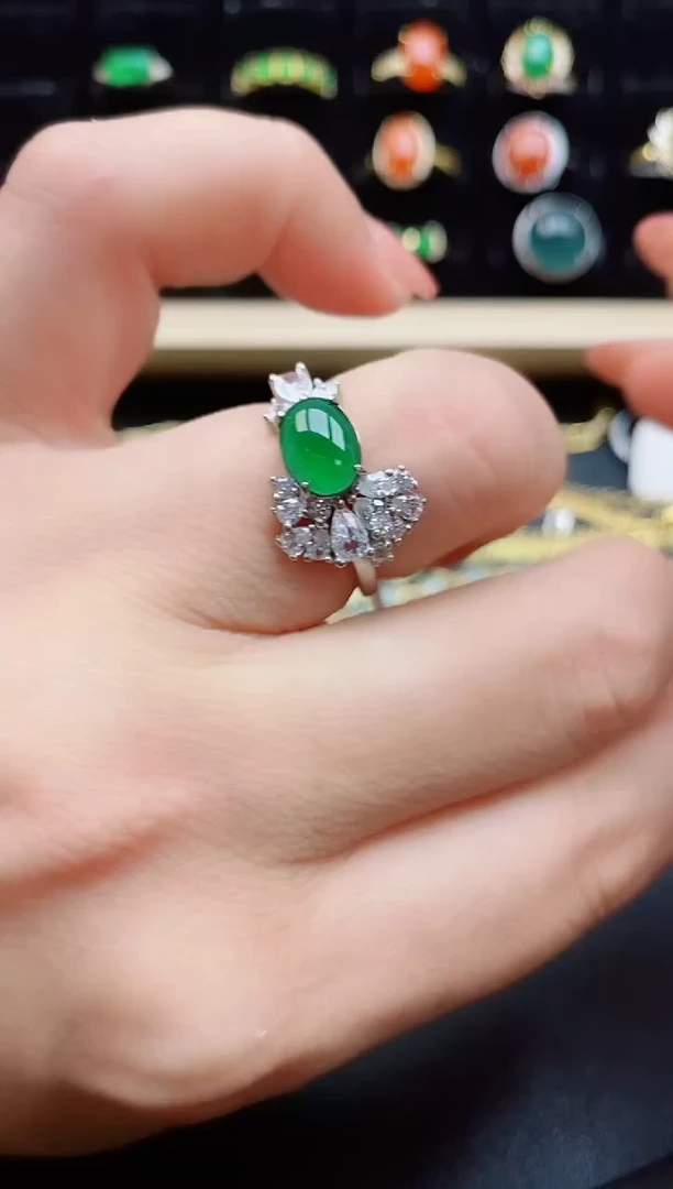 【闪购商品】翡翠戒指银S925镶嵌12121