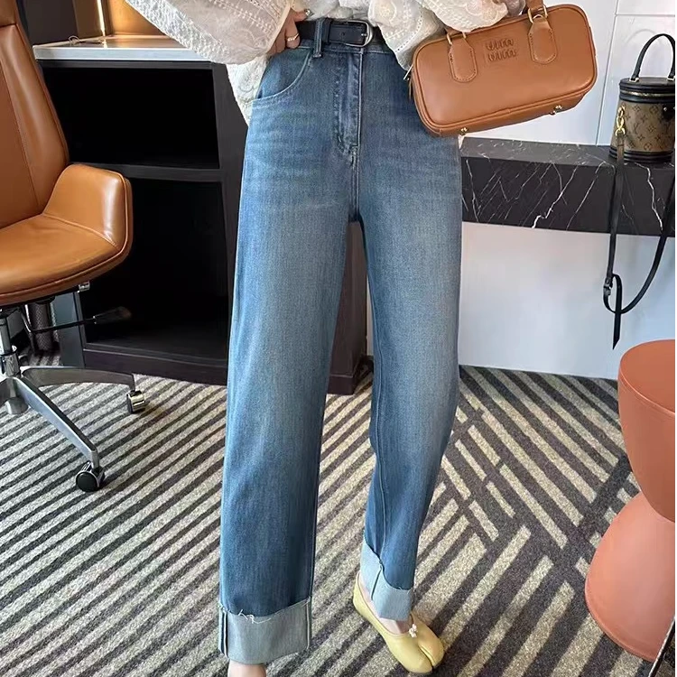 JR-清默认瑕疵NO退换！梨形天菜！显瘦九分直筒裤，5901