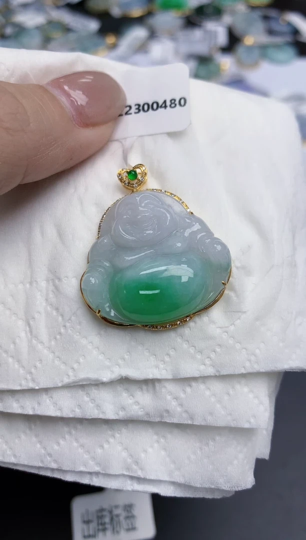 【闪购商品】翡翠颈饰18K金镶嵌天然缅甸翡翠A货